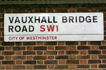 Vauxhall Bridge Road a famous London street sign