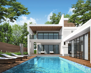 3D rendering of tropical house exterior 