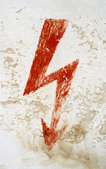 Grungy Red Electricity High Voltage Danger Sign