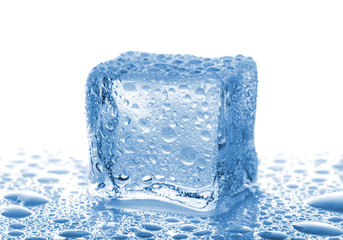 Ice cube with water drops