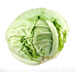 Green cabbage isolated on white background