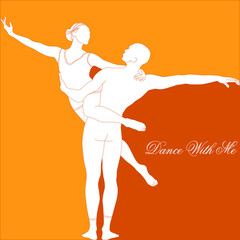 silhouette of a dancing couple in orange tones