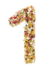 Number 1 made of pulses