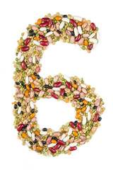 Number 6 made of pulses