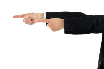 Businessman pointing with both hands
