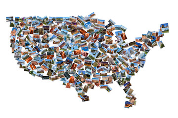 USA map shape drawn with pictures