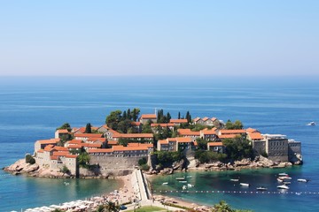 Naklejka na ściany i meble Dubrovnik - View of this island / old part of the city from the heights in the main land