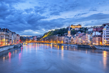 The Saone river in Lyon city - obrazy, fototapety, plakaty