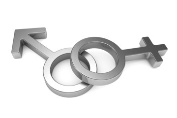 Male and female metal symbols