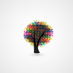 Abstract tree puzzle colorful background