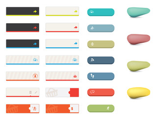 Website button set with icons