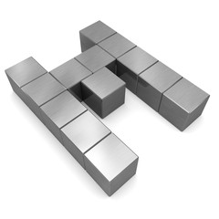 letter M cubic metal