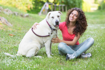 Young Woman with Dog