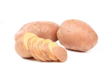 Ripe red potatoes and slices