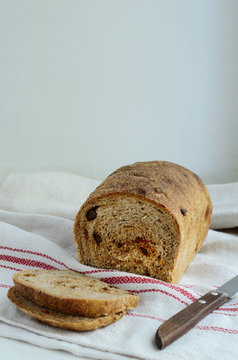 Homemade rye bread with dried tomatoes