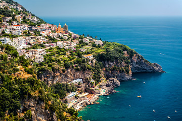 Fototapeta na wymiar Widok Praiano. Amalfi coast, na południowy zachód Włochy.