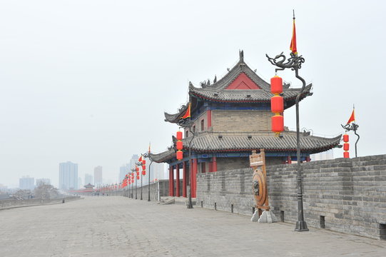 Ancient tower on city wall in Xi'an - China