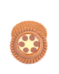 Brown chocolate biscuits with cream filling.