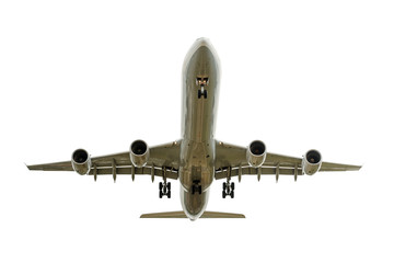 Airbus im Landeanflug freigestellt auf weiss