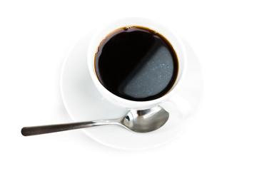 coffee cup and spoon on white background