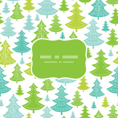 Fototapeta premium Vector holiday Christmas trees frame seamless pattern background