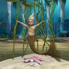 Abwaschbare Fototapete Meerjungfrau Kleine Meerjungfrau