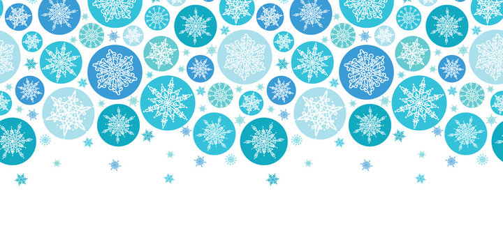vector round snowflakes horizontal seamless pattern background
