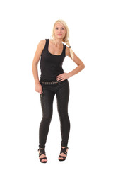 Fototapeta premium blonde girl in full growth on a white background