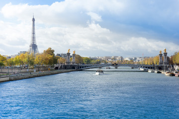 panoramic view of autumn Seine river with Eiffel Tower with Alex - 55153996