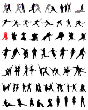 Collection of people silhouettes, vector