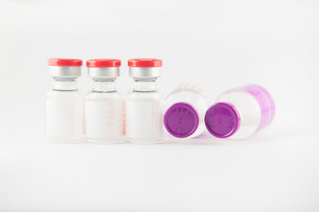 Red and purple cap injection vial