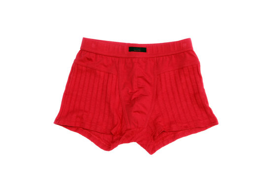 Red men's underwear (boxers) on a white background