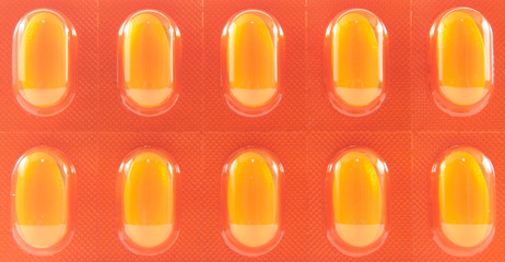 Background of tablet in transparent blister pack