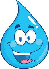 Smiling Water Drop Cartoon Character