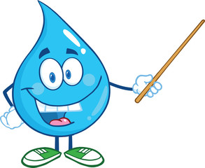 Water Drop Character Holding A Pointer