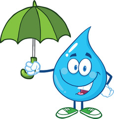Smiling Water Drop With Umbrella