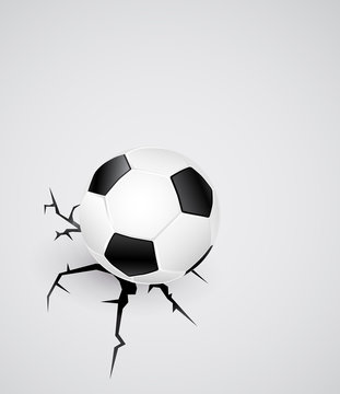 soccer ball on cracked surface - abstract background 3d