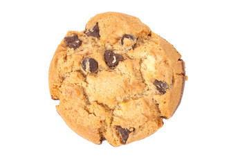 Chocolate chip cookie isolated on white