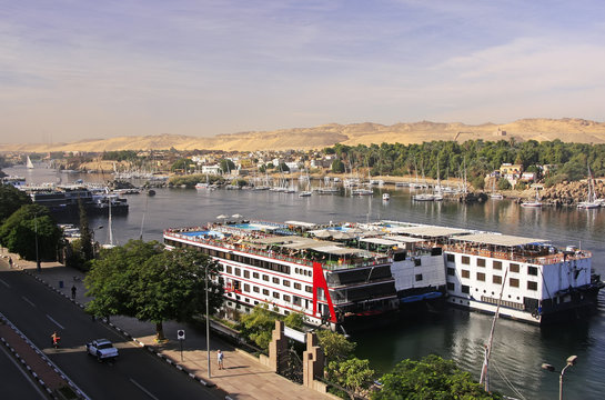Boats on the Nile river, Aswan