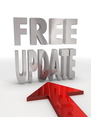 Illustration of a decorative free update icon with red arrow