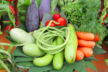 vegetables and fruits in basket decoration