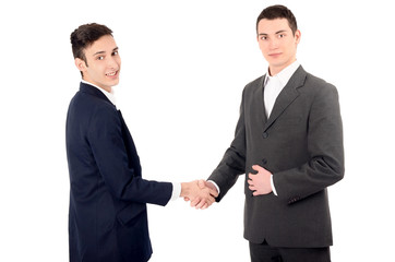 Two business men shaking hands.Successful partnership made