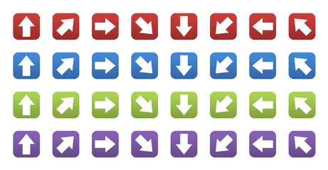 Set of colored 3d icons with arrows