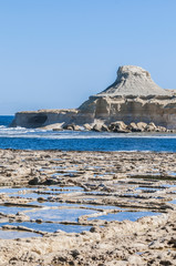 Salt pans near Qbajjar in Gozo, Malta.