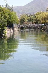 Fototapeta na wymiar A picturesque view of a waterway in Fethiye in Turkey