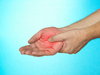 Acute pain in palm of hand.