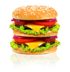 Hamburger isolated on white background.
