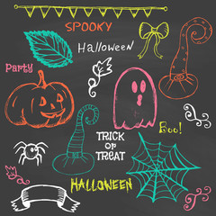 Halloween hand drawing doodles. Vector illustration