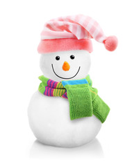 Snowman isolated on white background.
