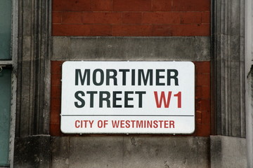 Mortimer Street a london street sign